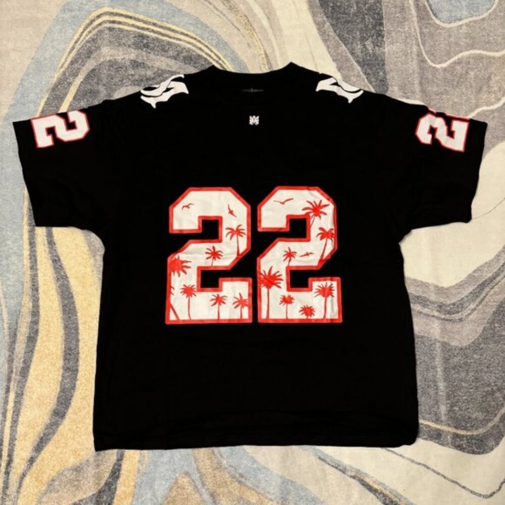 Amiri 22 Palm Tree Jersey Black Tee Mens Size Medium Large or X-Large